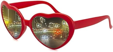 ROMILAS Heart Sunglasses Heart Effect Diffraction Glasses Festival Party Rave Light Accessories Heart Glasses UV400 Protection (MultiColor)