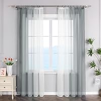 Tenda in voile trasparente con effetto arricciato, con passanti, disponibile in diversi colori e dimensioni