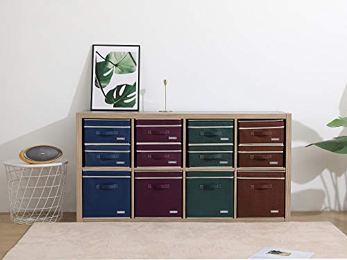 Image of YueYue Foldable Fabric Closet Organizer Bins Box Storage - 4 Pack 12.4 X 12 X 6.7 Inch Storage Bins With Lids 4 Dark Color Boxes - Bins Storage Box Cloth Basket Pack Lid
