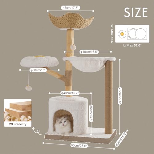 Árbol Moderno para Gatos con Hamaca y Postes para Rascar Beige miniatura 2