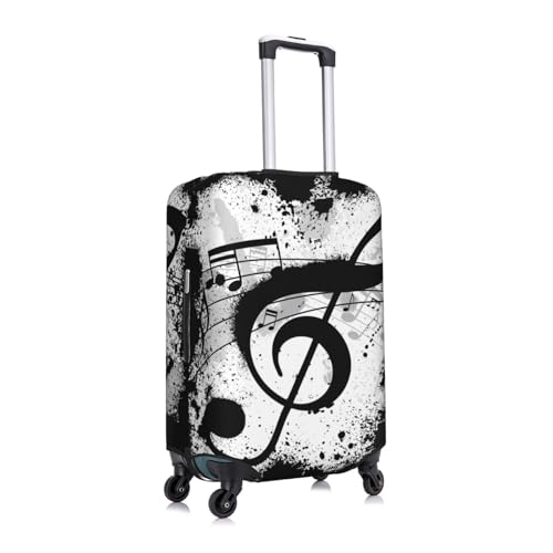 Music Notes Print Luggage Cover Washable Elasticated Suitcase Covers TSA Approved Stylish Dust and Scratch Resistant Case Protector for Kids and Adults3