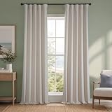 HPD Half Price Drapes - Faux Linen Curtains for Living Room (1 Panel) - 50W X 84L - Textured Room Darkening Curtains for Bedroom 84 Inches Long - Drapes for Home Decor, Birch Taupe