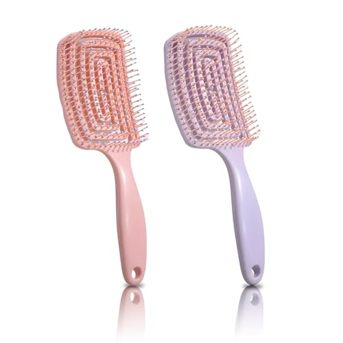 Cepillo Anti Rotura Desenredante Sin Tirones Cepillos Pelo Suave para Niñas y Adultos - Ideal Cepillo para Pelo Rizado, Liso, Ondulado - Cepillo Antitirones para Rizos y Cabello Sensible (pack de 2)