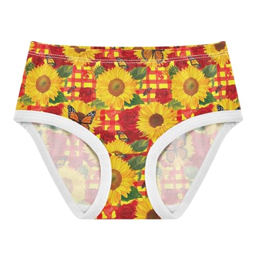 Joisal Bright Sunflowers Red Plaid Yellow Girls Underwear Toddlers 2t Cotton Cute Panties Girl Fun Undies Kids Briefs