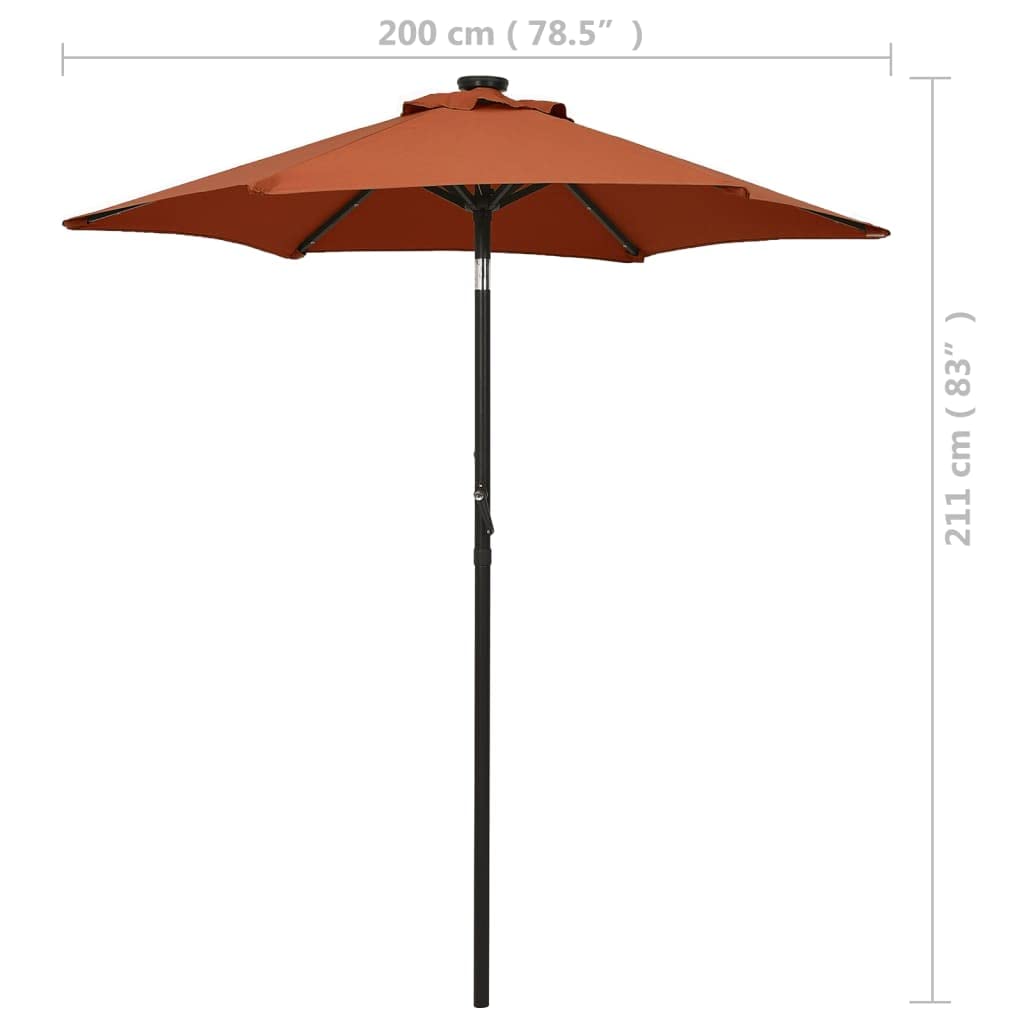 vidaXL Sombrilla con Luces LED Aluminio 200x211cm Parasol Toldo Multicolor