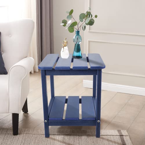Realife Outdoor Adirondack Side Table, Rectangular End Table For Patio, Garden, Porch And Indoor, Navy Blue #TOP1