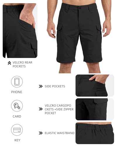 Men's Cargo Shorts Waterproof Quick Dry Outdoor Tactical Hiking Shorts for Casual Camping & Work Multi Pockets (No Belt) - Image 4