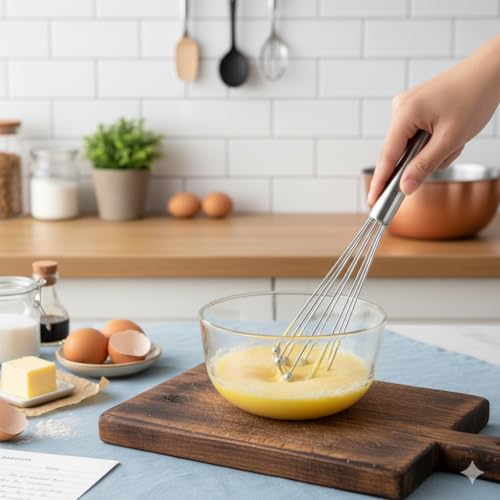 Deconox Paslanmaz Çelik Top Uçlu Çubuk Çırpıcı (31 cm) | Profesyonel Ball Whisk | Hızlı ve Kolay Karıştırma | Yumurta, Sos ve Hamurlar İçin İdeal