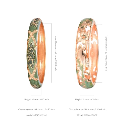 wynameleri Vintage Cloisonne Jewelry Gorgeous Rhinestone Handcrafted Bracelets Enamel Flower Bird Gold Hinged Cuff Bangles Gifts 88A3