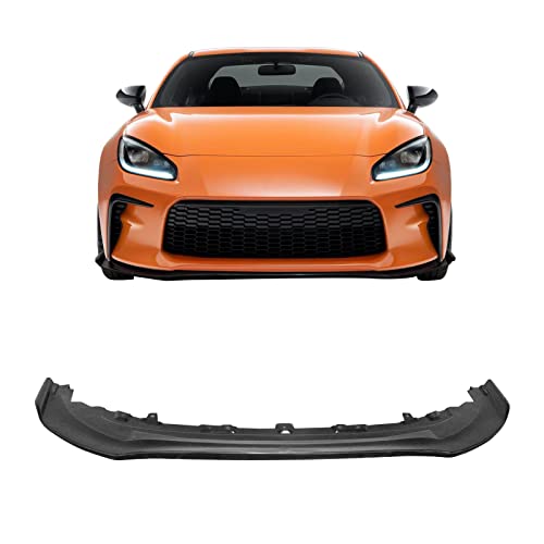 IKON MOTORSPORTS, Front Bumper Lip Compatible with 2022-2026 Toyota GR86 Coupe 2-Door, GR Style Unpainted Black PU Polyurethane Extension Body Kit Panel Add On