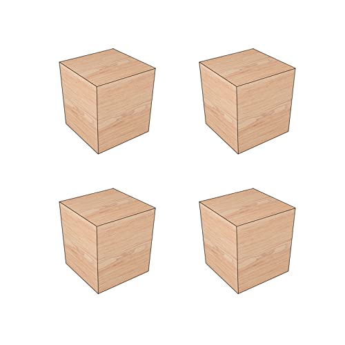 SXABKNEO Paquete de 4 Patas de Madera Maciza para Muebles, elevadores Cuadrados Naturales, Extensores de Madera para mesas, sofás, sillones, armarios (4x4x5cm, 5 cm más Altas)