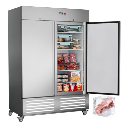 54"W 2 Door Commercial Freezer Stainless Steel 49 Cu.ft Freezers for Restaurant