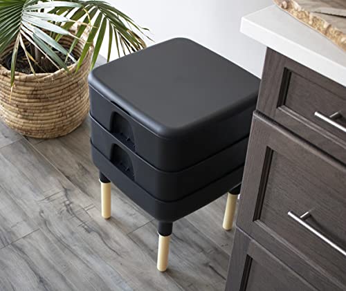 Image of FCMP Outdoor - The Essential Living Composter, 2-Tray Worm Vermicomposter Bin (HF-LC4000v2-BLK) Black