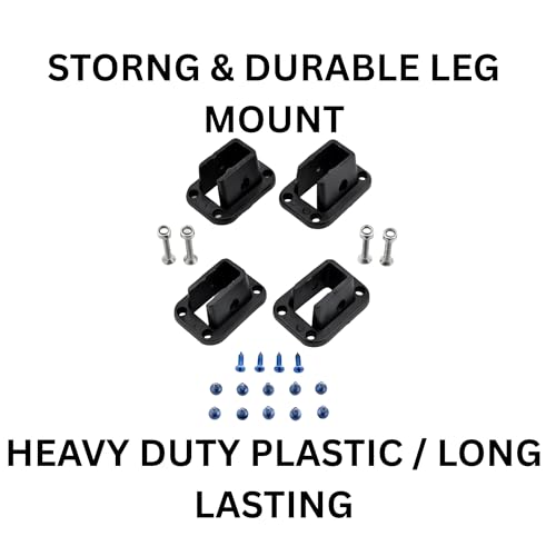 Image of Foldable Laptop Table Leg Mounts, Heavy Duty Plastic Brackets with Screws & Bolts | Adjustable Folding Table Leg Support (Pack 4)