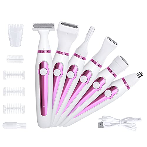 Obr King Facial Hair Removal For Women 6 In 1 Nose Hair Trimmer Eyebrow Razor Bikini Trimmer Pubic Hair Remover Body Hair Shaving Kit Cordless Electric Shaver With Safety Lock #TOP29