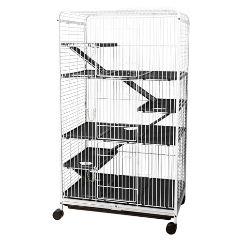 Viveiro Gaiola Roedor Furão Coelho Porquinho India Fauna Pet Jelplast (Branco/Preto)