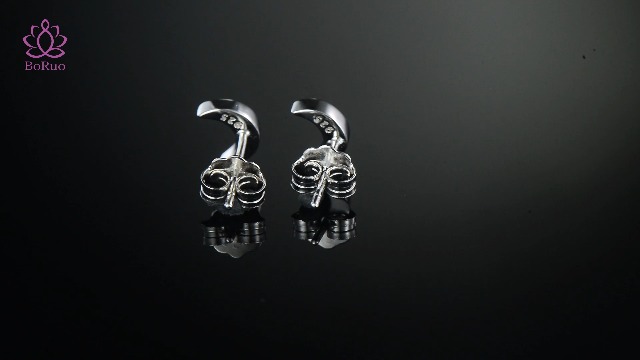 BoRuo Orecchini A Perno In Argento Sterling 925 Con Luna, Stella E Sole - Zirconi Cubici AAA+, Placcatura Platino Antiosidazione, Regalo