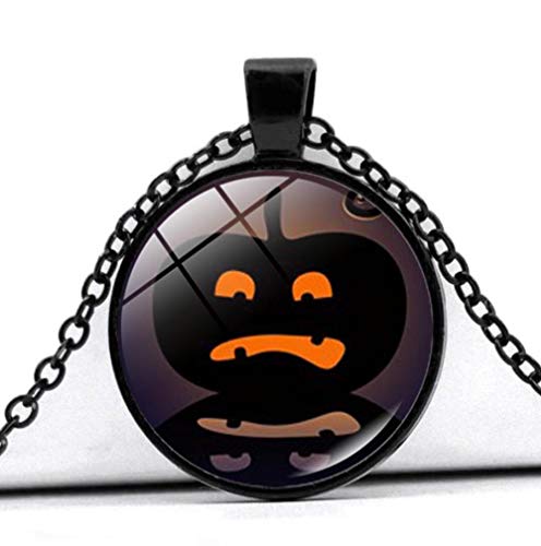 Preisvergleich Produktbild GLLCYL Damen Halskette Anhänger - Geschenke Anhänger, Modeschmuck Halskette, Halloween Kürbis Laterne Anhänger Halskette, Schwarze Kette, Schwarz, Romantisches Geschenk Für Freundin