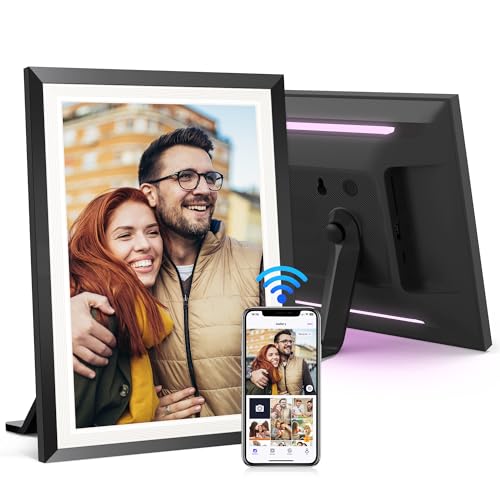 BIGASUO 10.1 inch 32GB Digital Picture Frame with LED Light, HDTouch Screen WiFi Smart Cloud Photo Frame, Slideshow, Auto-Rotation, Instant Sharing of Photos and Videos Via Uhale App