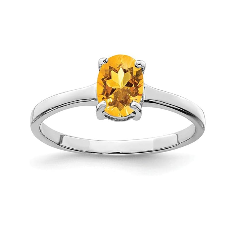 Bague solitaire ovale citrine jaune en argent sterling de haute qualité