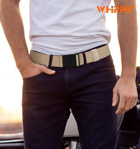 Image of WHIPPY Mens Elastic Stretch Belt Unisex Adventure Web Belt for Women Men with Non-Metal Buckle Adjustable Belts