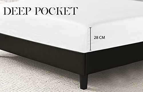 Sapphire collection 800 Thread Count Pure Egyptian Cotton Super Soft Hotel Quality 28 CM/11 Inch Deep Fitted Bed Sheet (Super King Fitted Sheet)