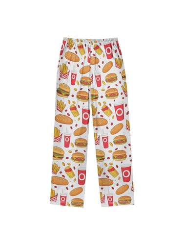 ZZKKO French Fries and Hamburger Boys Pants for Kids Jogger Pants with Pockets S2
