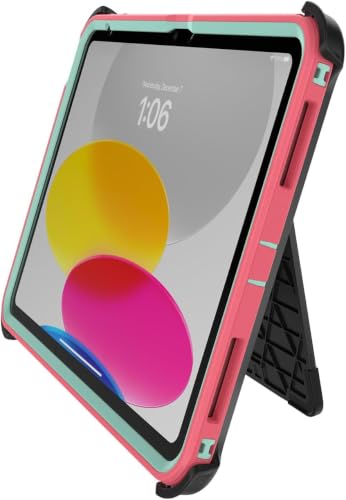 Image of OtterBox iPad (A16) & iPad 10th Gen (Only) - Defender Series Case - Strawberry Mint - Multi-Layer Protection - Four Position Stand - Built-in Screen Protector - Port Covers - Apple Pencil Storage