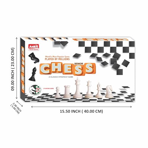 Image of Ankit Toys & Games Classic Chess Game - Classic Strategy Board Game with Durable Chess Pieces and Foldable Board, Ideal for Family Fun & Competitive Play (Board Size 38 * 38 Cm)