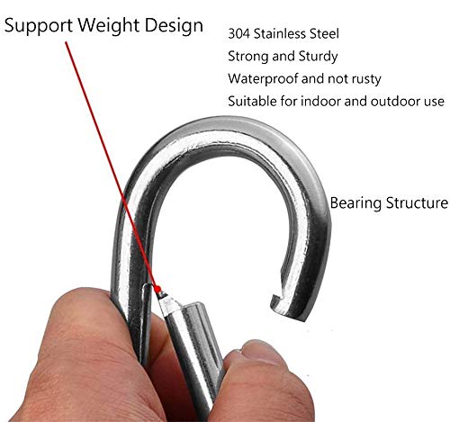 LCOUACEO Pack of 10 Carabiners 40 mm x 4 mm, 304 Stainless Steel Carabiner with Snap Hooks, Load Capacity Up to Approximately 80 kg - Image 3
