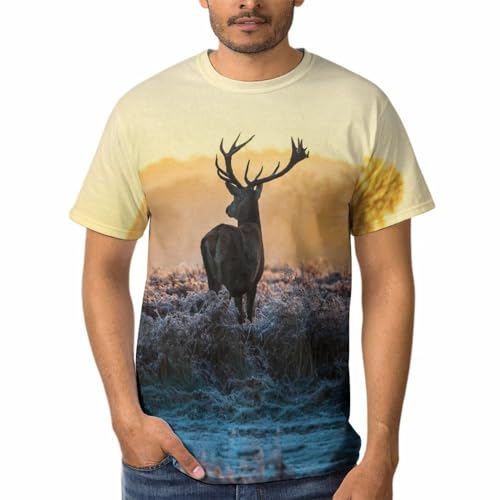 T-Shirt Homme Cerf Milu Col Rond en Version Manches Courtes