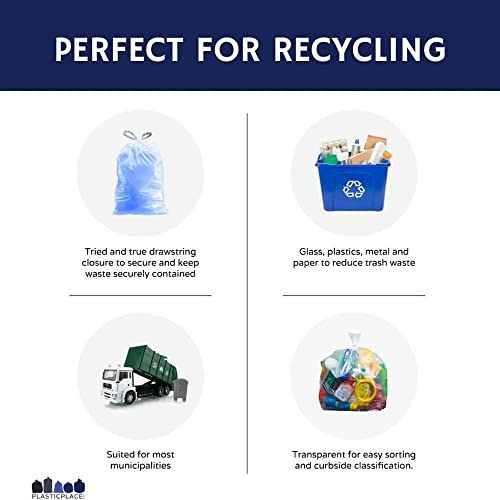 Sac recyclage bleu Code K Plasticplace 38L avec cordon de serrage lot de 50 - 7