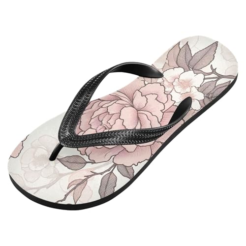 Burbuja Pink Floral Flip Flops for Women Men, Soft Thong Sandals Rubber Slippers for Pool Beach Essentials2