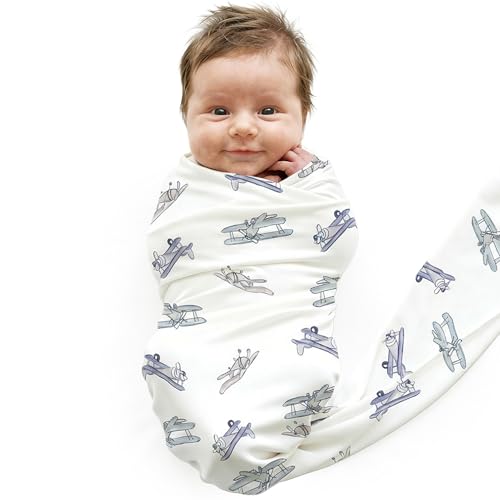 Image of Caden Lane Baby Swaddle & Receiving Blanket, Soft, Breathable & Temperature-Regulating Bamboo Viscose Fabric for Swaddling Newborns, Gender Neutral Infant Blanket for Boys & Girls, First Class