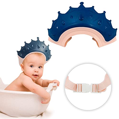 Chapéu Para Banho Bebê Viseira Anti Shampoo Protetor Para Olhos Coroa (Coroa Azul)