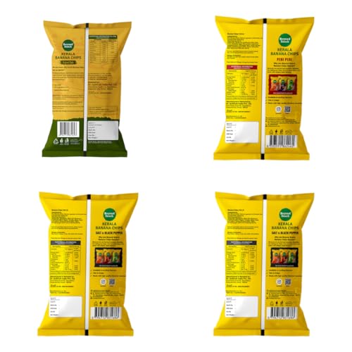 Image of Beyond Snack Nendran Kerala Banana Chips | Combo pack (Original salted, Peri Peri, Salt and Pepper, Sour Cream Onion & Parsley)| Thin Crunchy Crispy Snack |400g (100g*4packs)