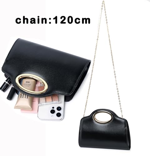 Image of Top Metal Handle Clutch Bags for Women, Evening Handbag Shoulder Crossbody Purse with Chain