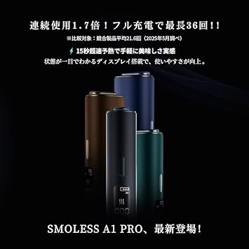 Smoless A1 Pro Compatible Device with M1/M2 Heating Modes, 15 Seconds Preheating, 36 Tubes Continuous Usage, Equipped with Display, Compatible with M1/M2 Heating Modes, Terrier / Sentia Compatible