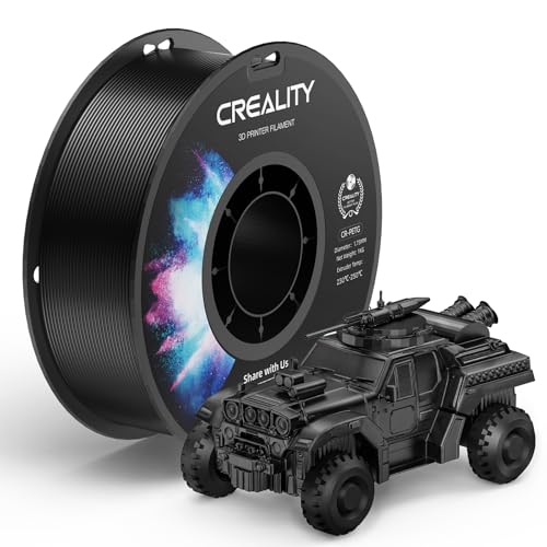 Creality PETG Filament 1.75mm 3D Printer PETG Filament 1kg Spool Dimensional Accuracy +/- 0.02mm(2.2lbs) Great Toughness & Low Shrinkage for Most FDM 3D Printer Black
