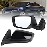 Lqito Left Driver Side Mirror Compatible With 2014 2015 2016 2017 2018 2019 Chevy Impala With Manual Folding Power Glass Black Replace#22936946(3Pins)