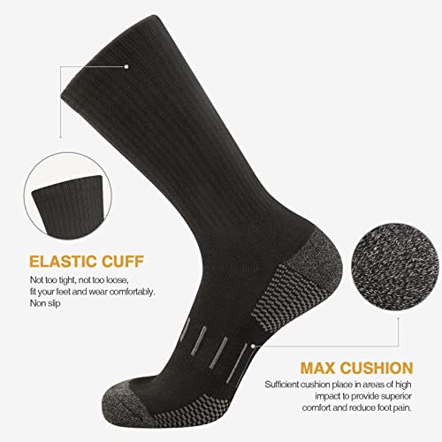 Heatuff Men’s 6 Pairs Crew Athletic Work Socks Performance Cushion Moisture Wicking Socks #TOP2