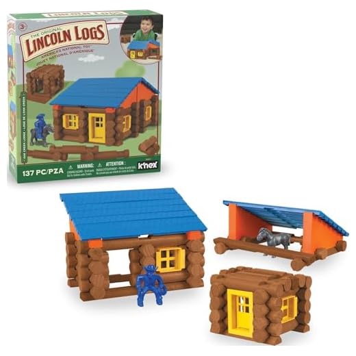 LINCOLN LOGS – Oak Creek Lodge – 137 Pieces - Real Wood Logs-Ages 3+ - Best Retro Building Gift Set for Boys/Girls – Creative Construction Engineering – Top Blocks Game Kit - Preschool Education Toy