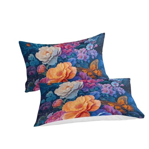 Housses de couettes 3 pièces imprimé roses 3D microfibre douce