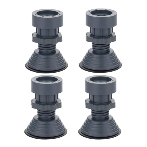 Image of Furniture Leg Risers, Heavy Duty Gray Plastic Adjustable Bed Lifts, Set of 4 Stackable Elevators for Tables and Chairs Whit Anti Vibration Pads for Washing Machine Stand Foot (4, Round 2)