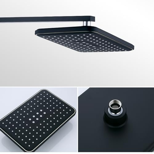 Set de douche encastré carré noir mat avec douchette à main 3 fonctions - 3