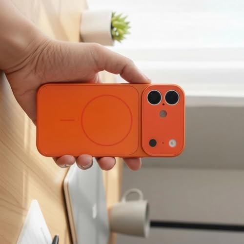 Image of for iPhone 17 |Convert to 17 pro /17 Pro Max Style Premium Back Glass Magsafe Wireless Charge Converter Cover Magnetic Case for iPhone 17 |Convert to 17 pro /17 Pro Max (Orange)