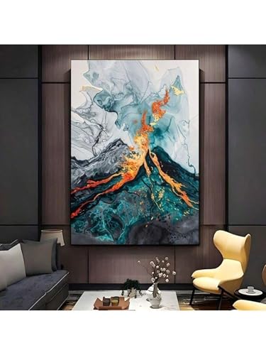 Peinture murale moderne volcan vert pour revitaliser un salon terne