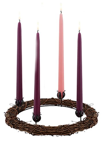 Religious Gifts Artifical Grapevine on Iron Christmas Advent Wreath Decoration, 12 Inch