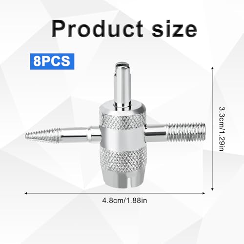 Image of BOXOB 8pcs 4-Way Tyre Valve Stem Core Removal Tool, 4 in 1 Multifunctional Tire Valve Core Remover Tire Stem Puller for Bicycle Bike Automobile Car