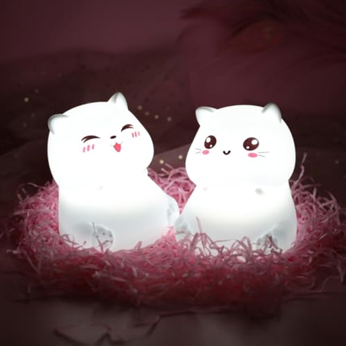Lámpara de noche USB con diseño de gato y luz LED colorida miniatura 7